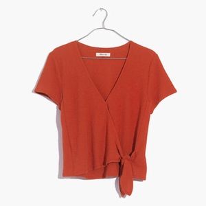 Madewell texture & thread wrap tie top XS